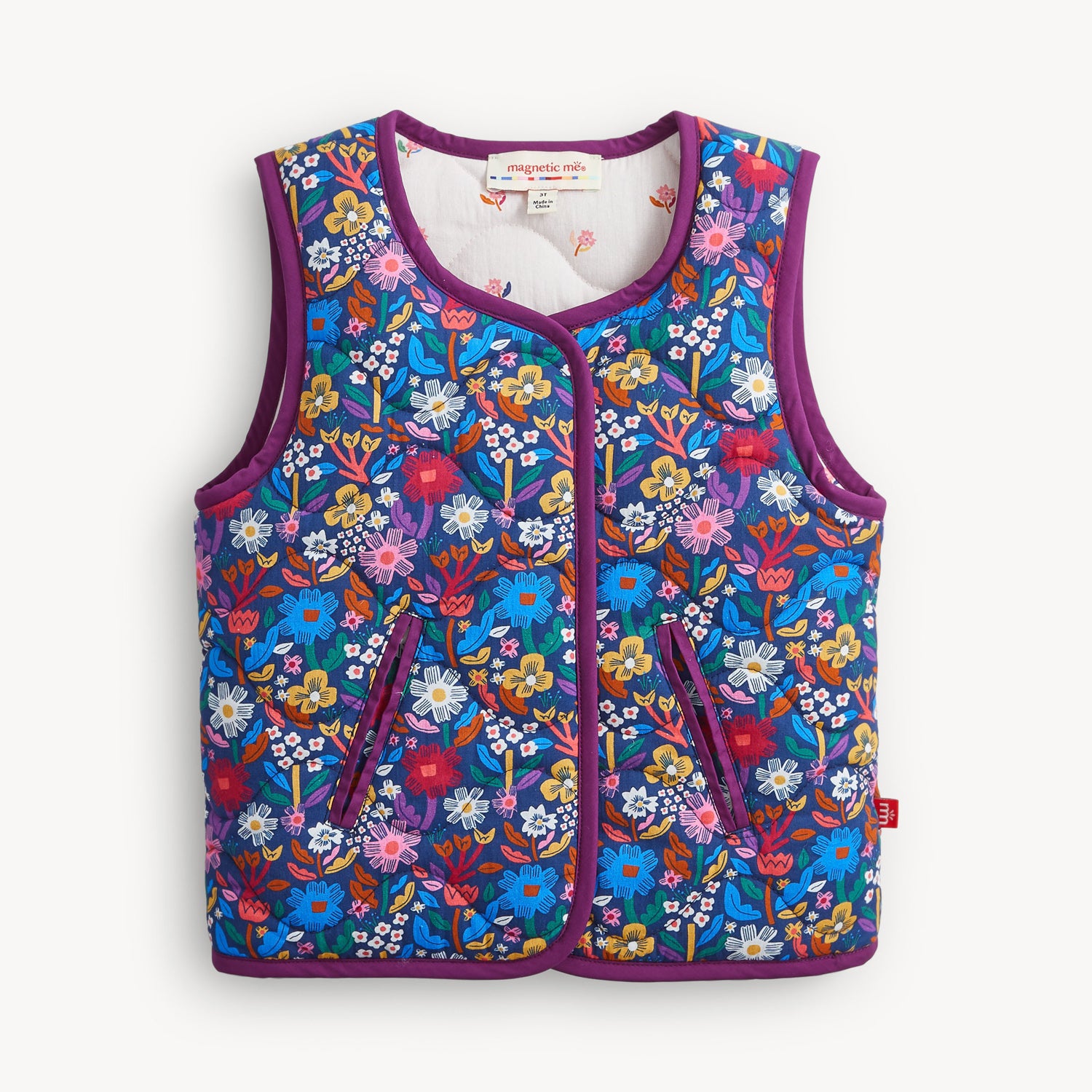 Floral Quilted Reversible Girls Vest