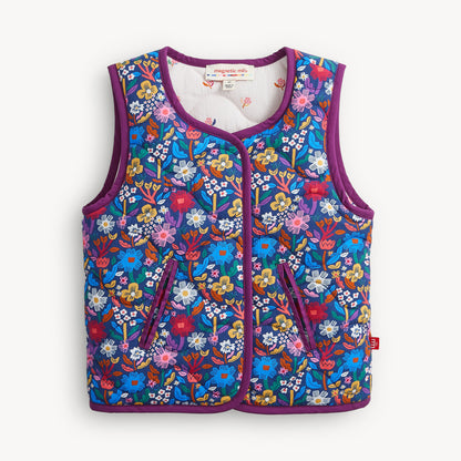 Floral Quilted Reversible Girls Vest