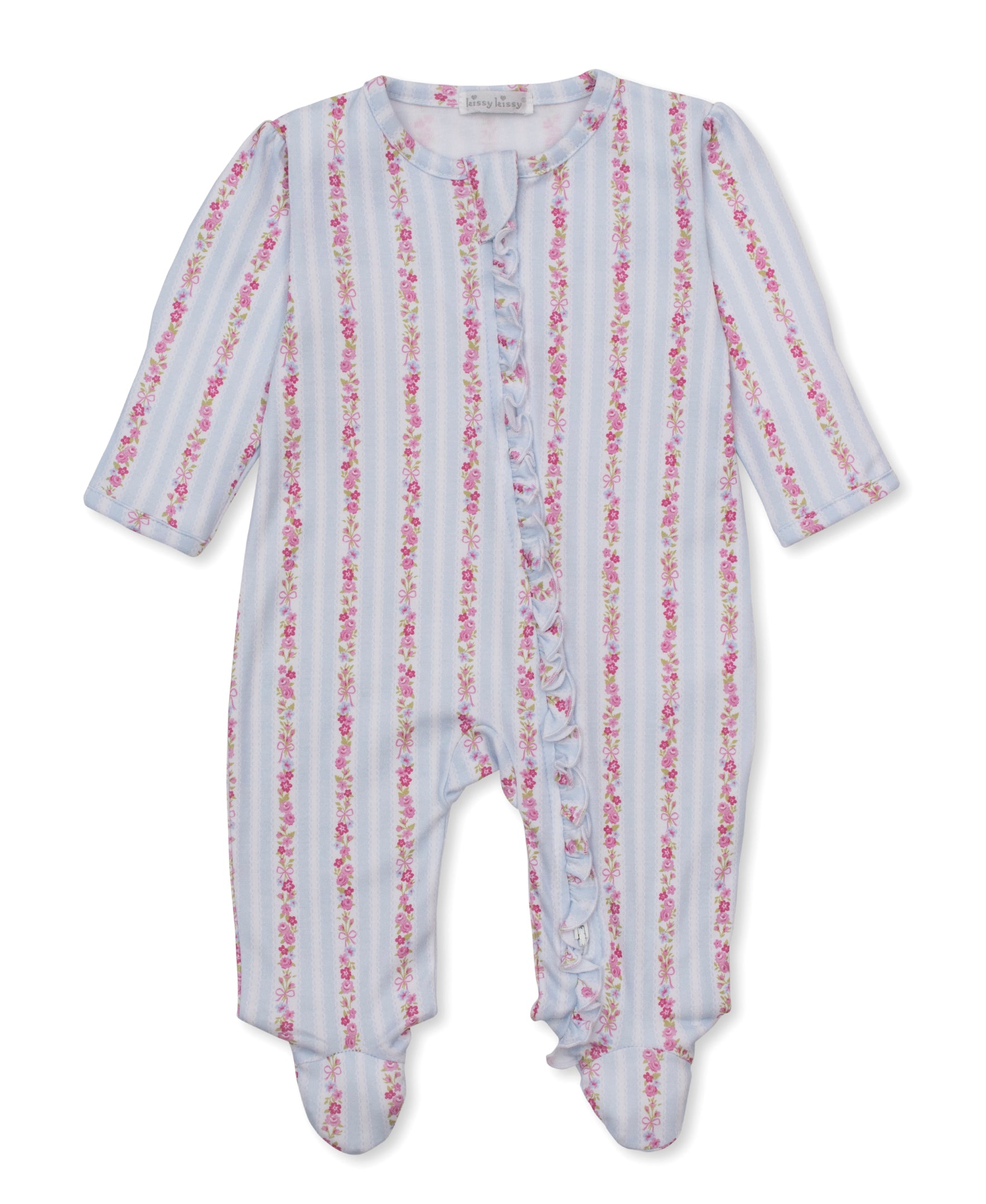 Rose Renaissance Light Blue Stripe Zipper Footie