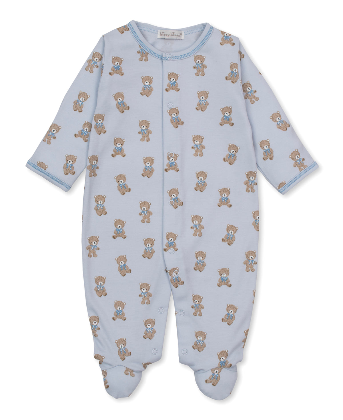 Teddy Bear Club Snap Footie: Light Blue