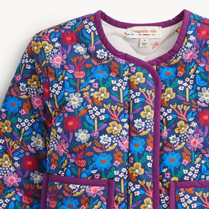 Floral Quilted Reversible Girls Jacket