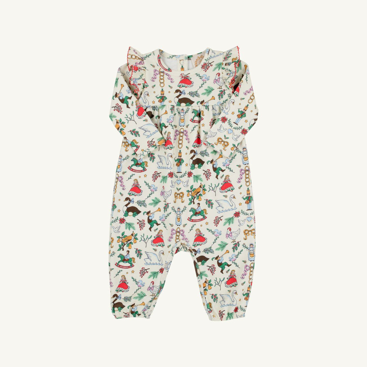 Leigh Ann Angel Sleeve Romper: 12 Days of Christmas/Richmond Red