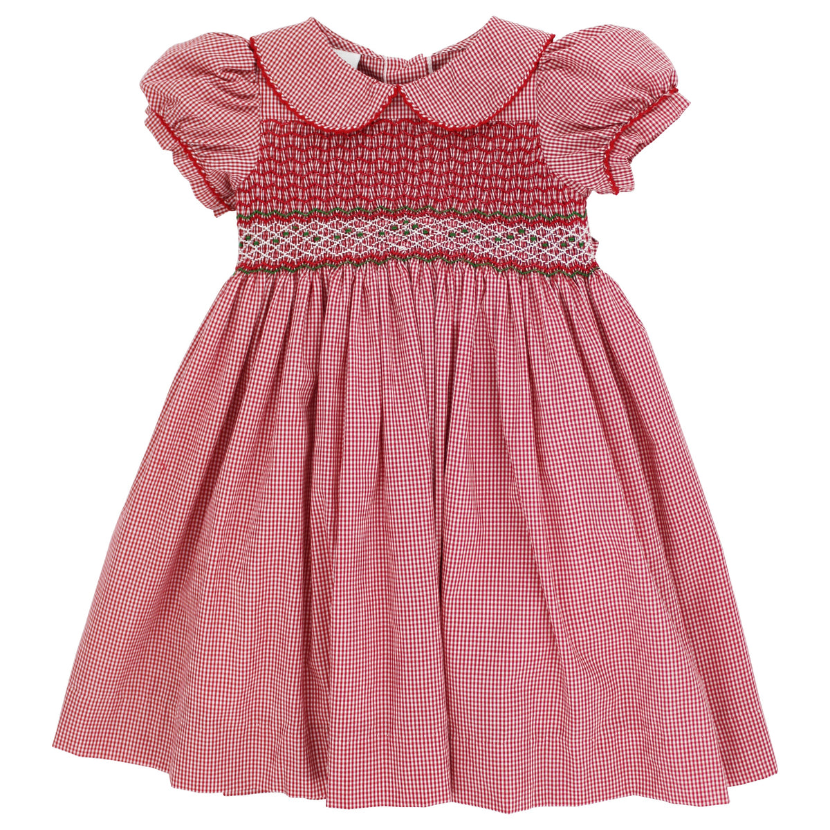 Christmas Check Geometric Smocked Dress