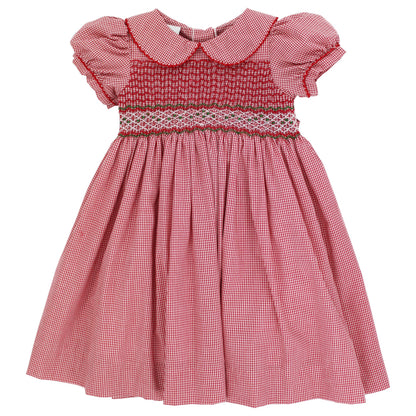 Christmas Check Geometric Smocked Dress