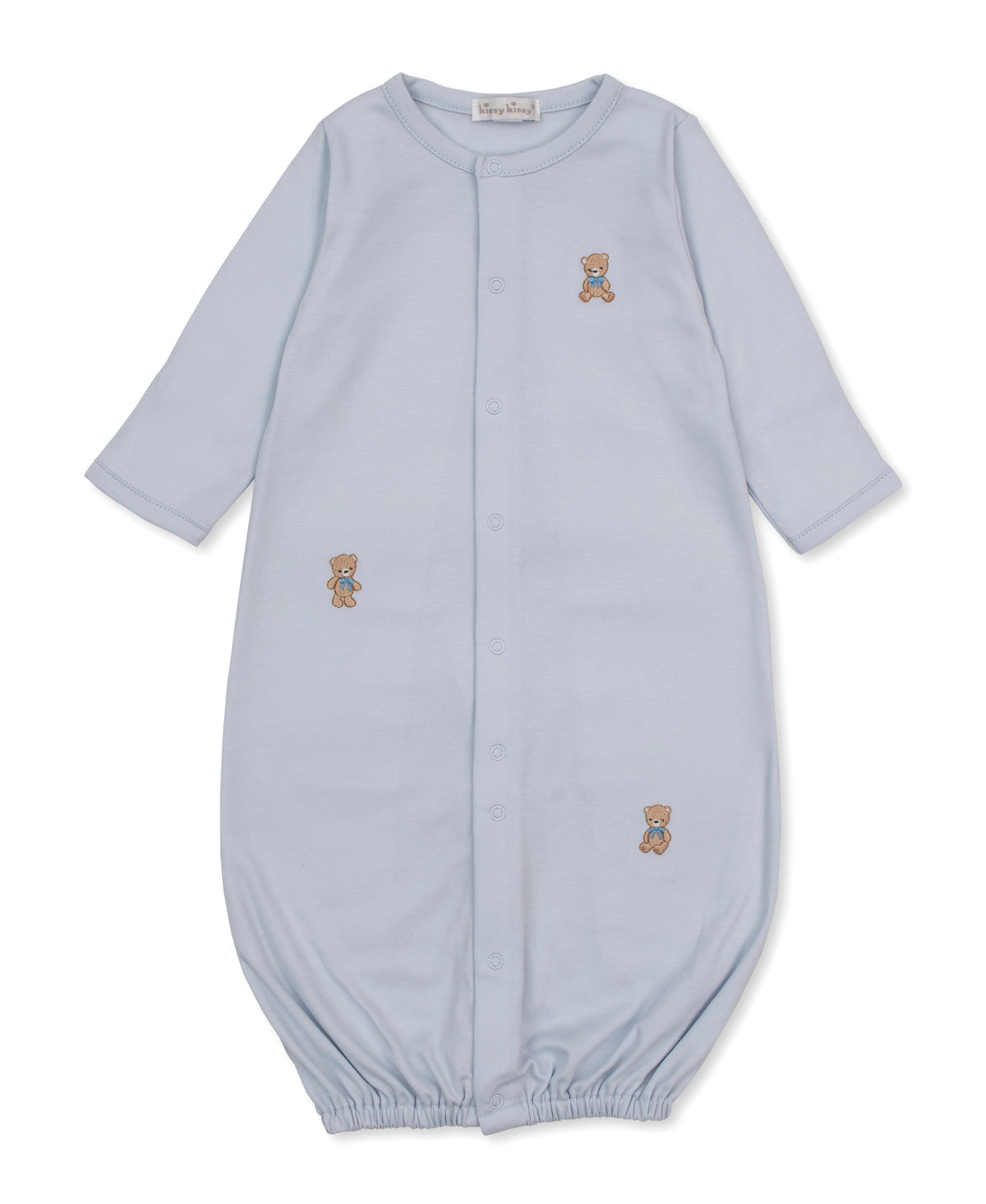 Teddy Bear Club Embroidered Converter Gown: Light Blue