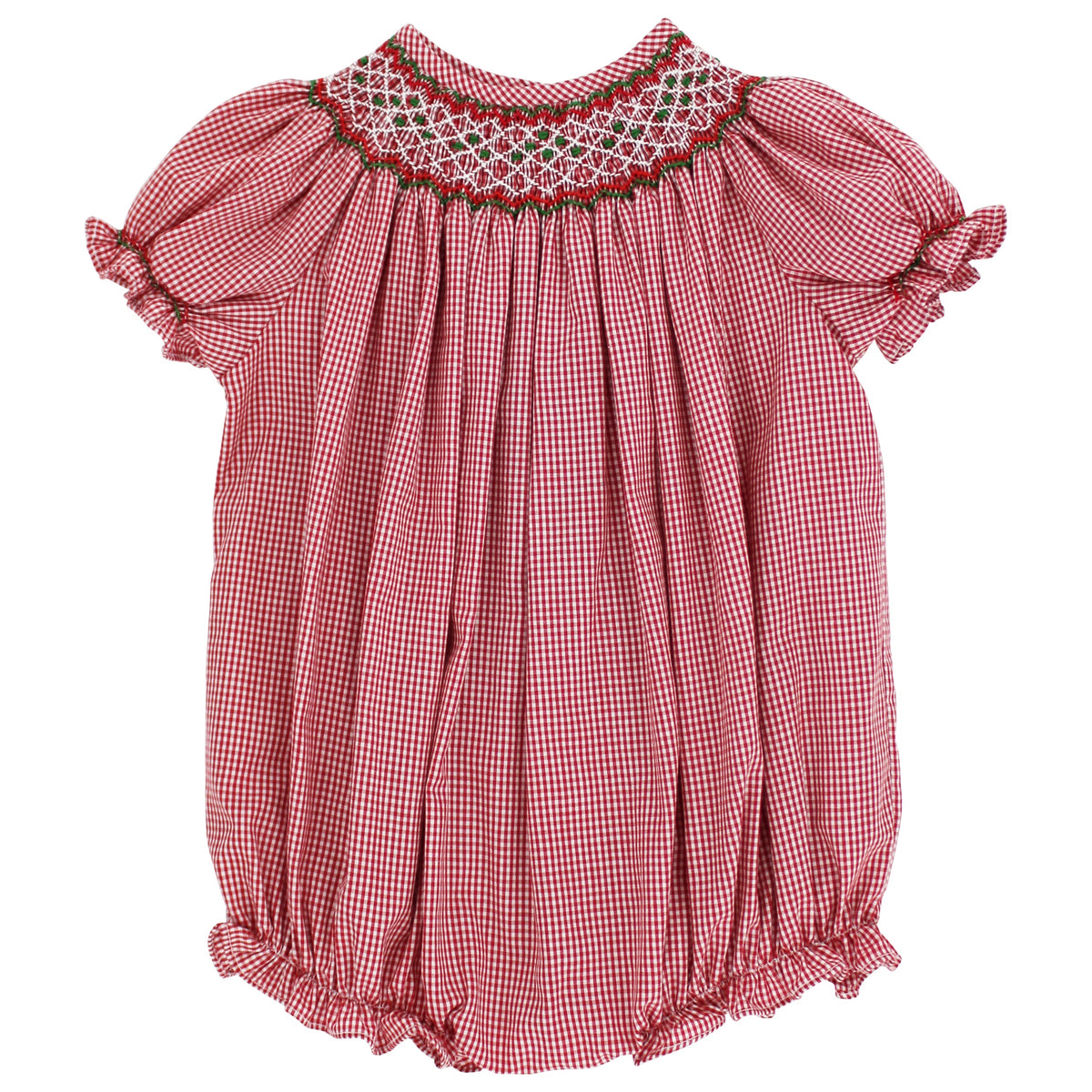 Christmas Check Geometric Smocked Bishop Bubble