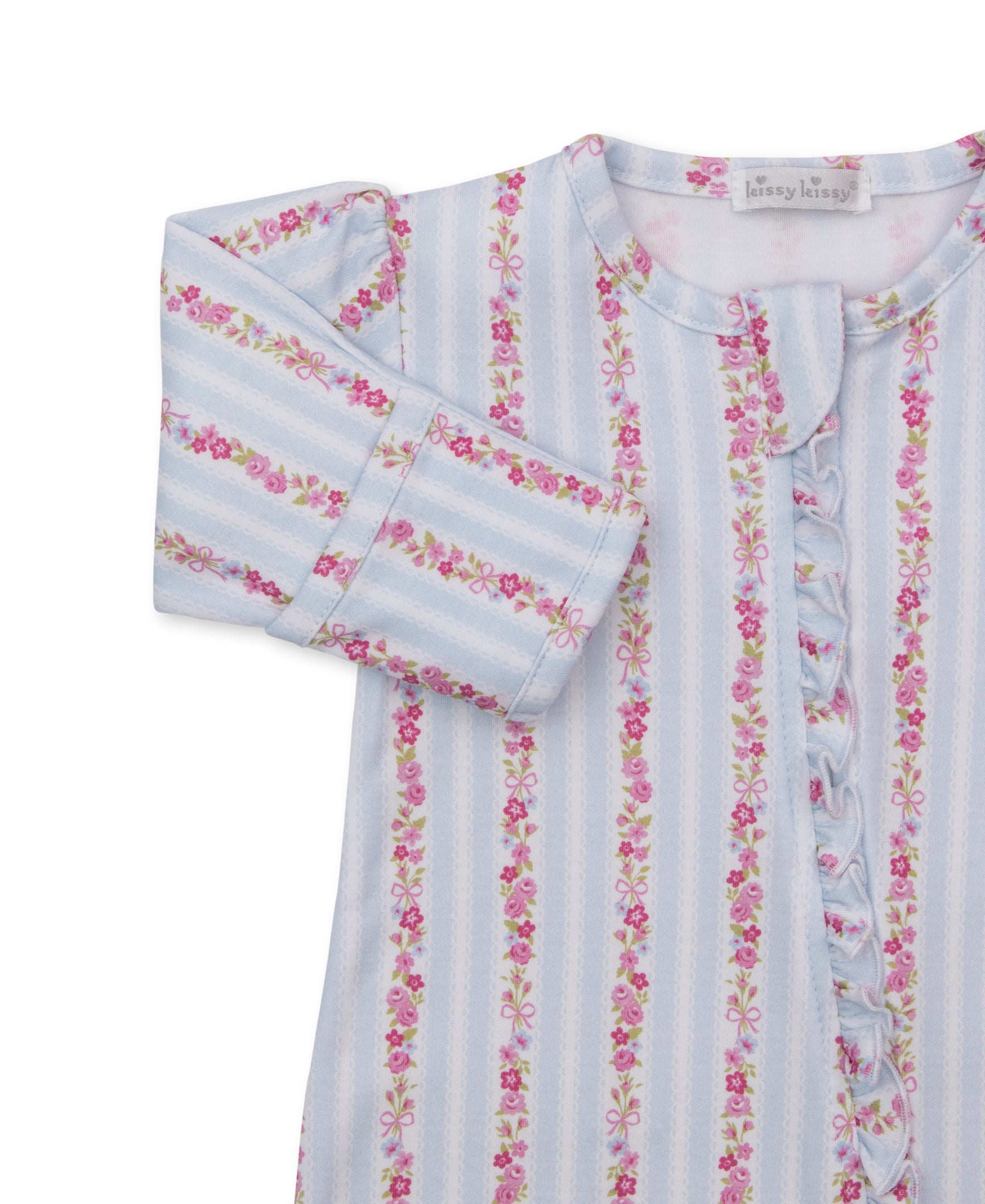 Rose Renaissance Light Blue Stripe Zipper Footie