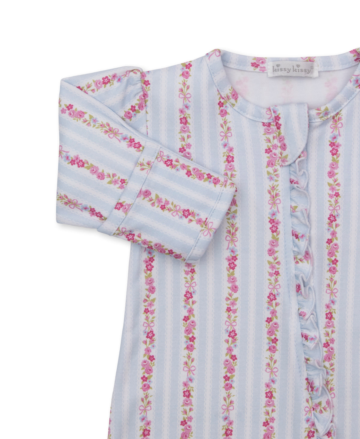 Rose Renaissance Light Blue Stripe Zipper Footie