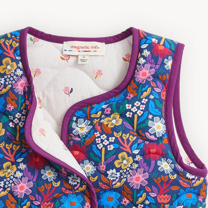 Floral Quilted Reversible Girls Vest