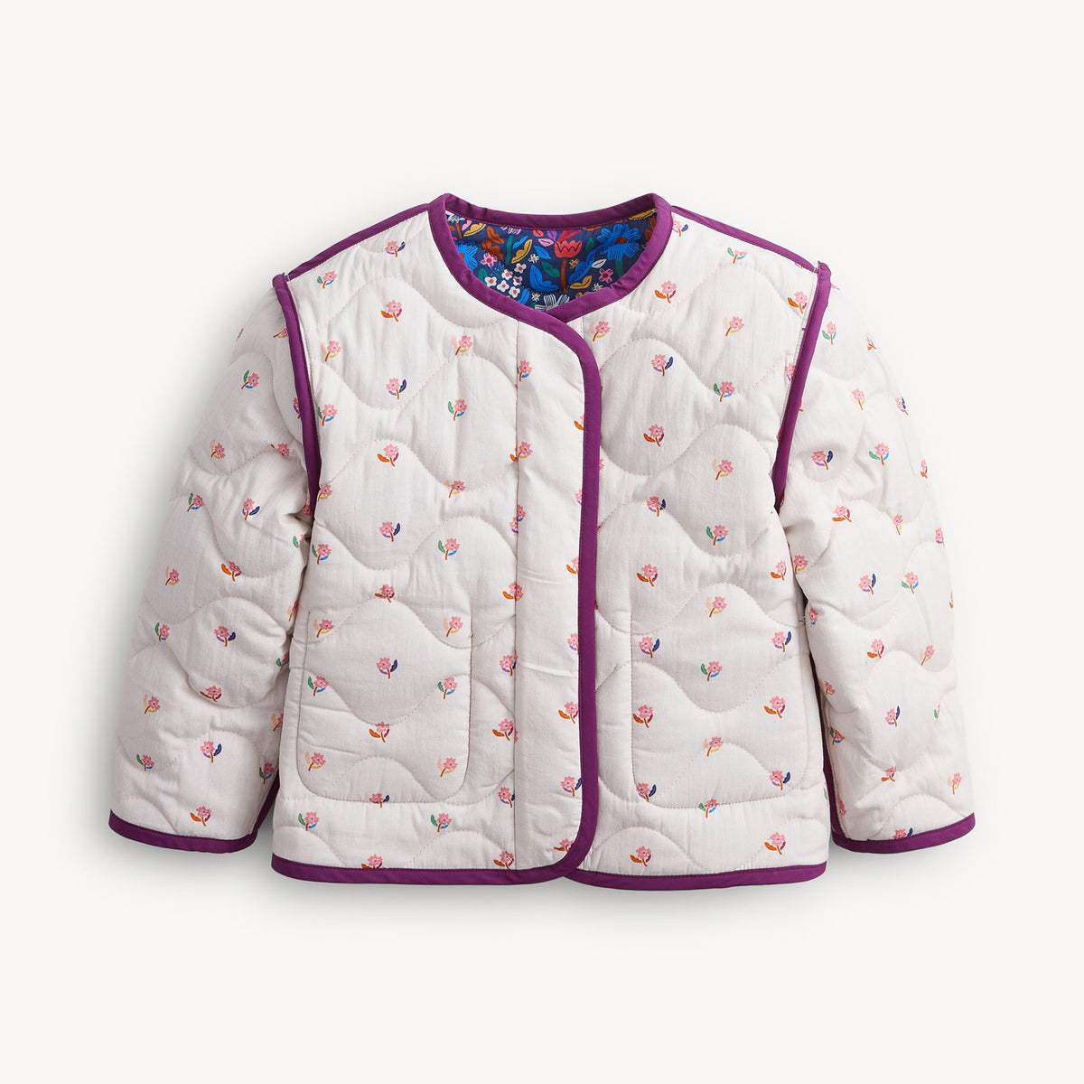 Floral Quilted Reversible Girls Jacket