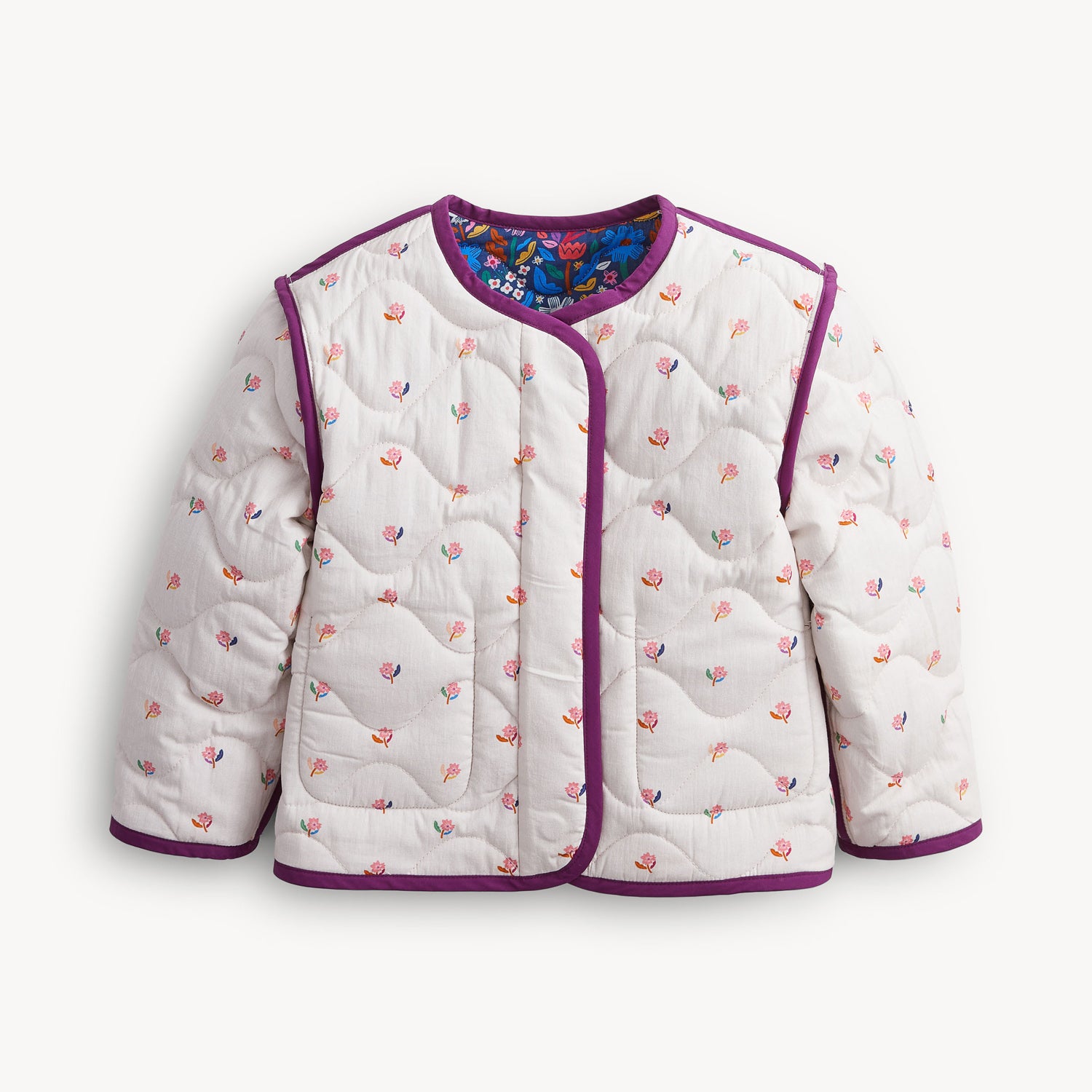 Floral Quilted Reversible Girls Jacket