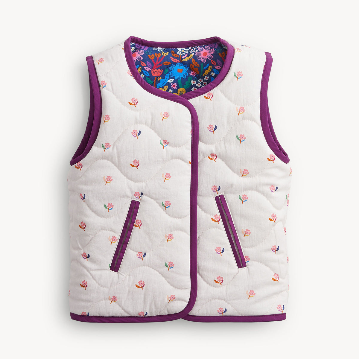 Floral Quilted Reversible Girls Vest