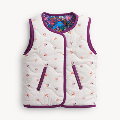 Floral Quilted Reversible Girls Vest