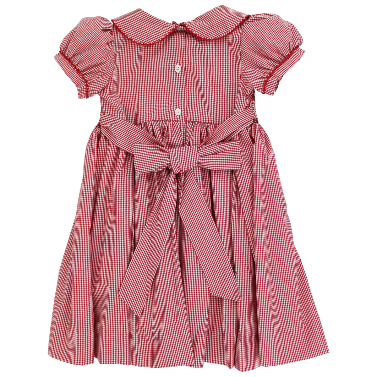 Christmas Check Geometric Smocked Dress