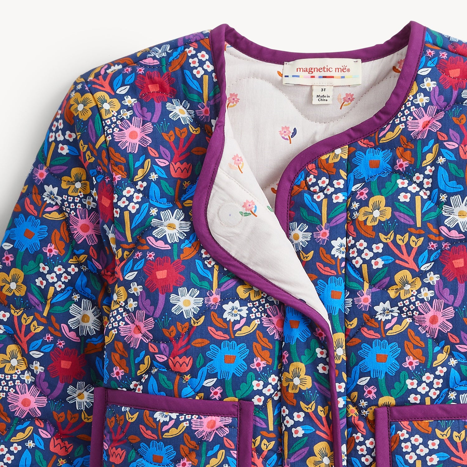 Floral Quilted Reversible Girls Jacket