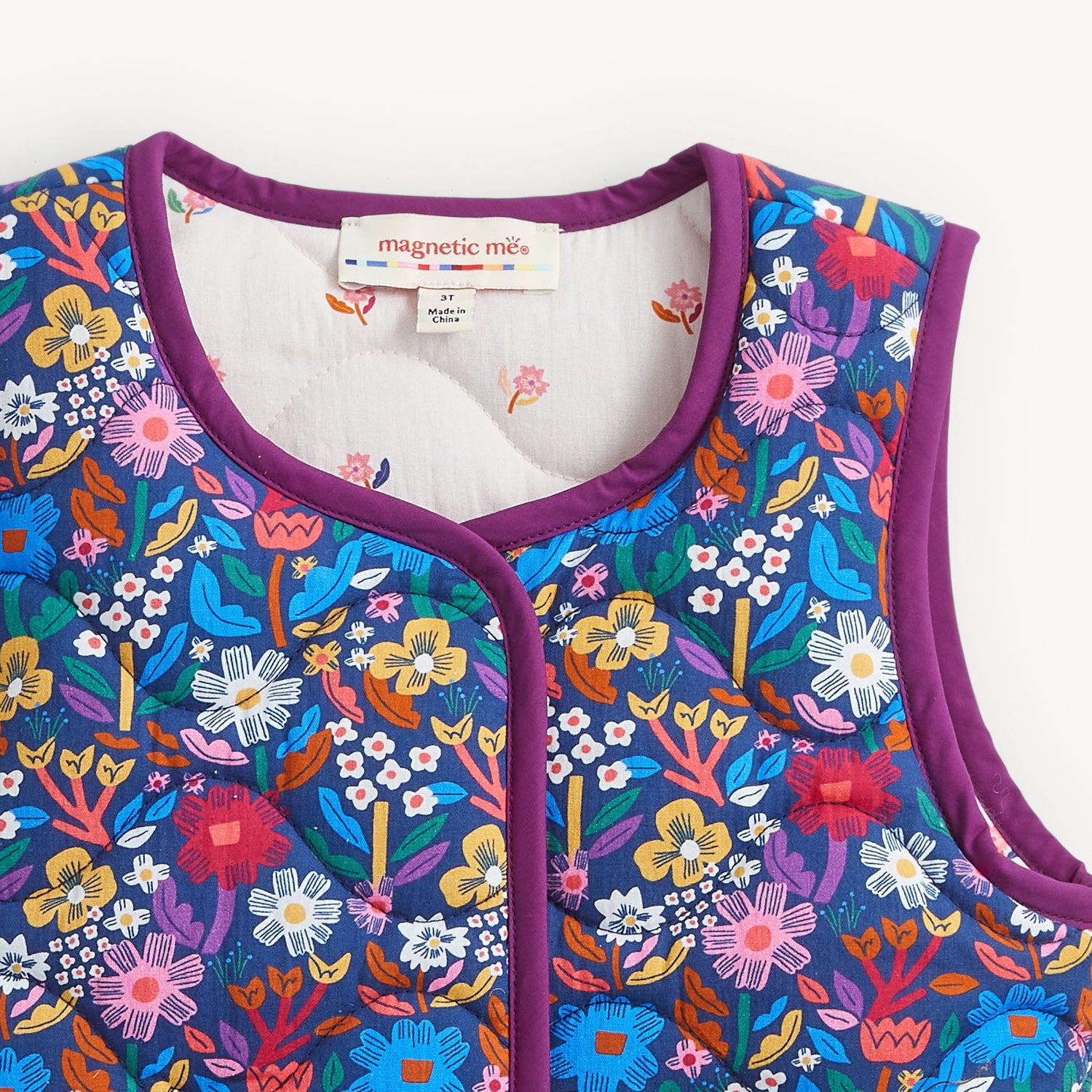 Floral Quilted Reversible Girls Vest