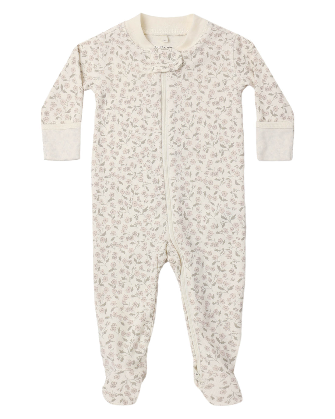 Zip Long Sleeve Footie: Floret