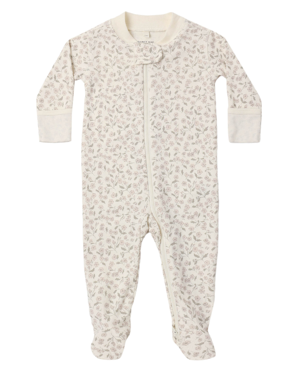 Zip Long Sleeve Footie: Floret