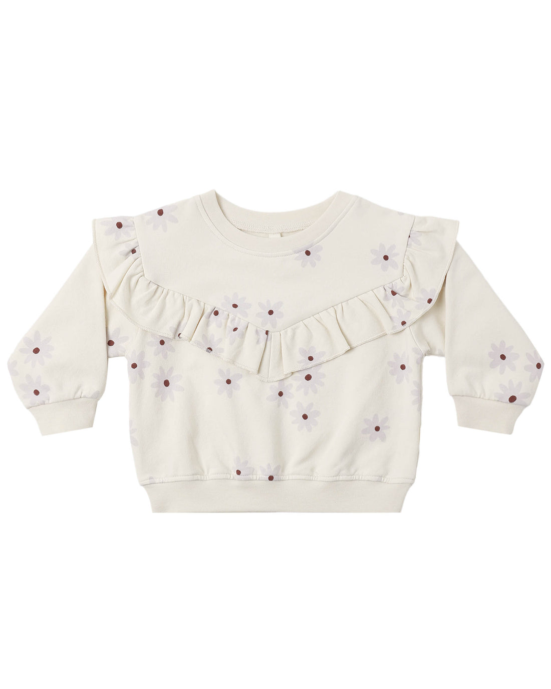 Ruffle Fleece Sweatshirt: Blue Daisy