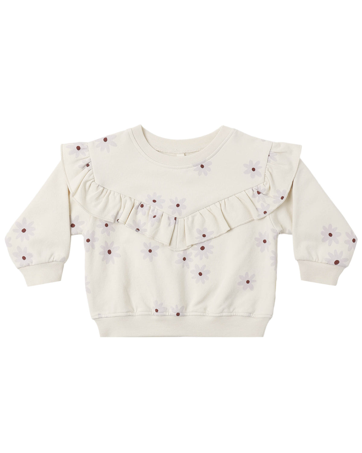 Ruffle Fleece Sweatshirt: Blue Daisy