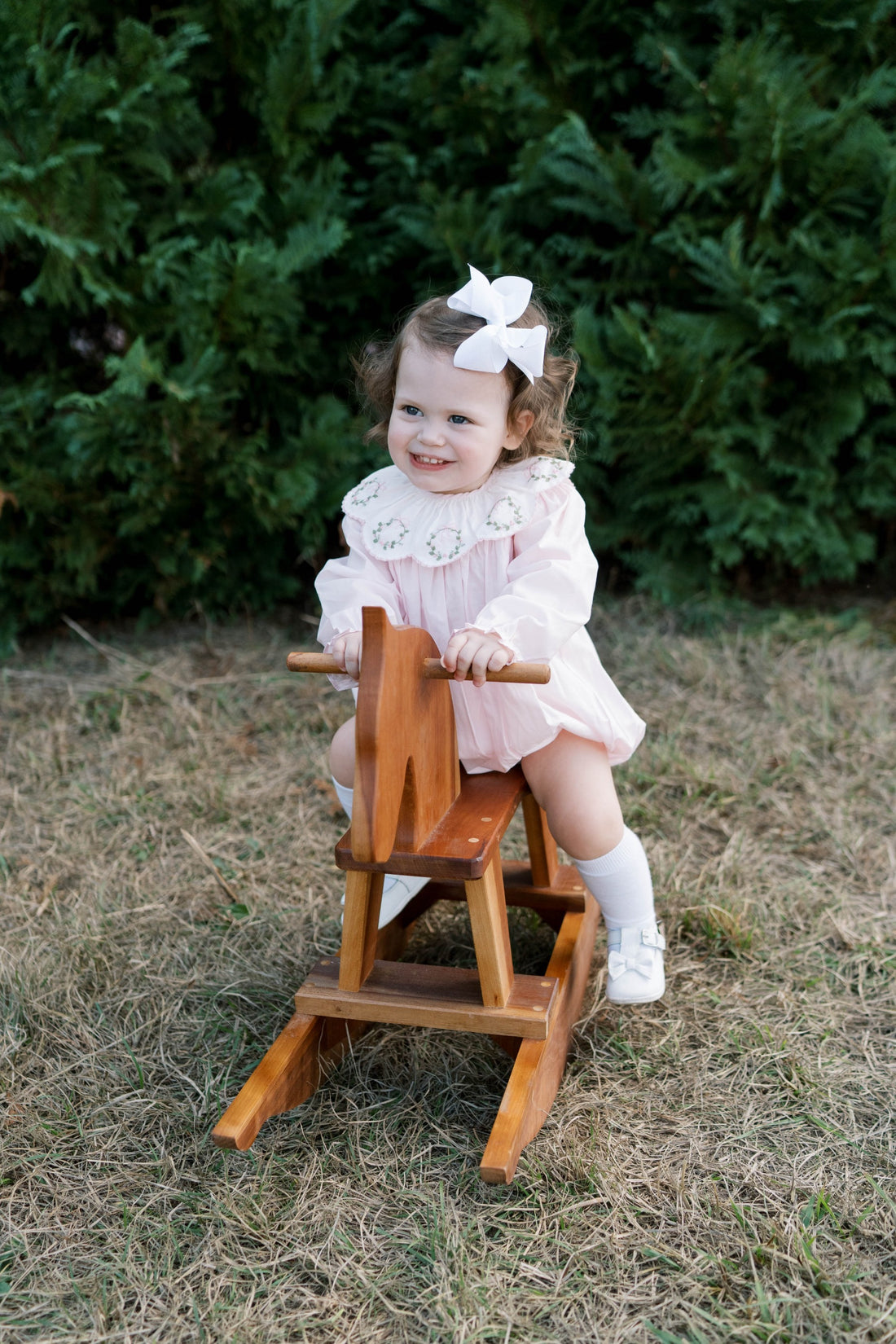 Chloe Bubble: Blessings Pink Batiste with Wreath Embroidery