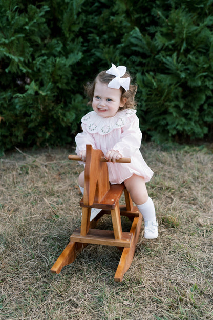 Chloe Bubble: Blessings Pink Batiste with Wreath Embroidery