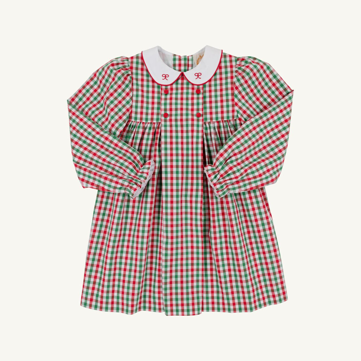 Della Marie Dress: Richmond Red and Kiawah Kelly Green Gingham/Worth Ave White