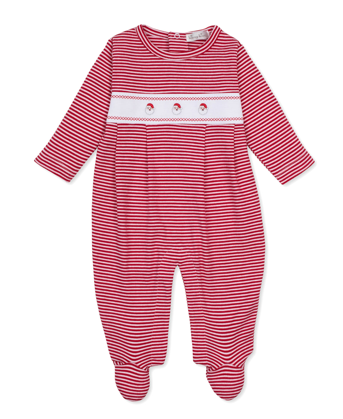 Classic Treasures Footie: Red Stripe with Santa Embroidery