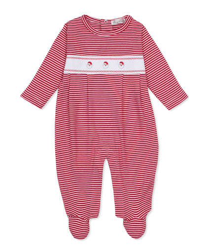 Classic Treasures Footie: Red Stripe with Santa Embroidery