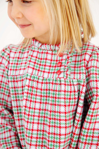 Long Sleeve Mary Baker Day Dress: Wicker Park Plaid/Richmond Red