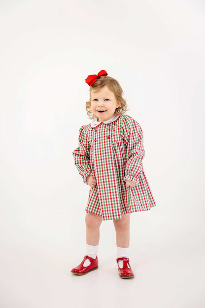 Della Marie Dress: Richmond Red and Kiawah Kelly Green Gingham/Worth Ave White