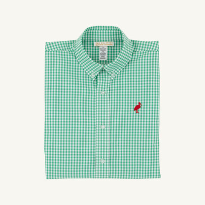 Deans List Dress Shirt: Gibson Island Green Mini Gingham/Richmond Red