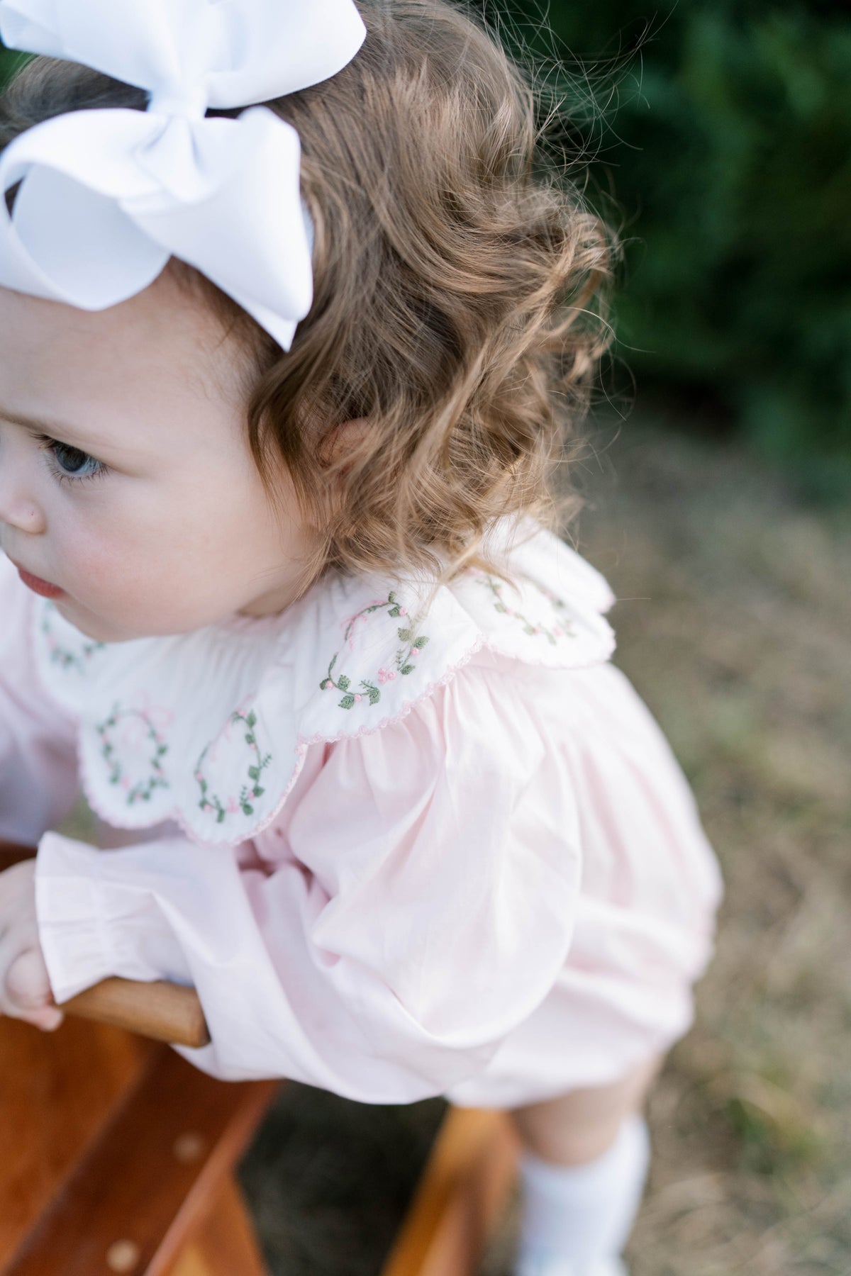Chloe Bubble: Blessings Pink Batiste with Wreath Embroidery