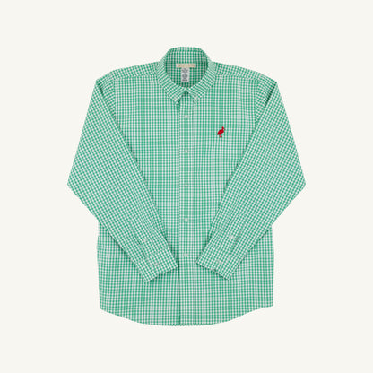 Deans List Dress Shirt: Gibson Island Green Mini Gingham/Richmond Red
