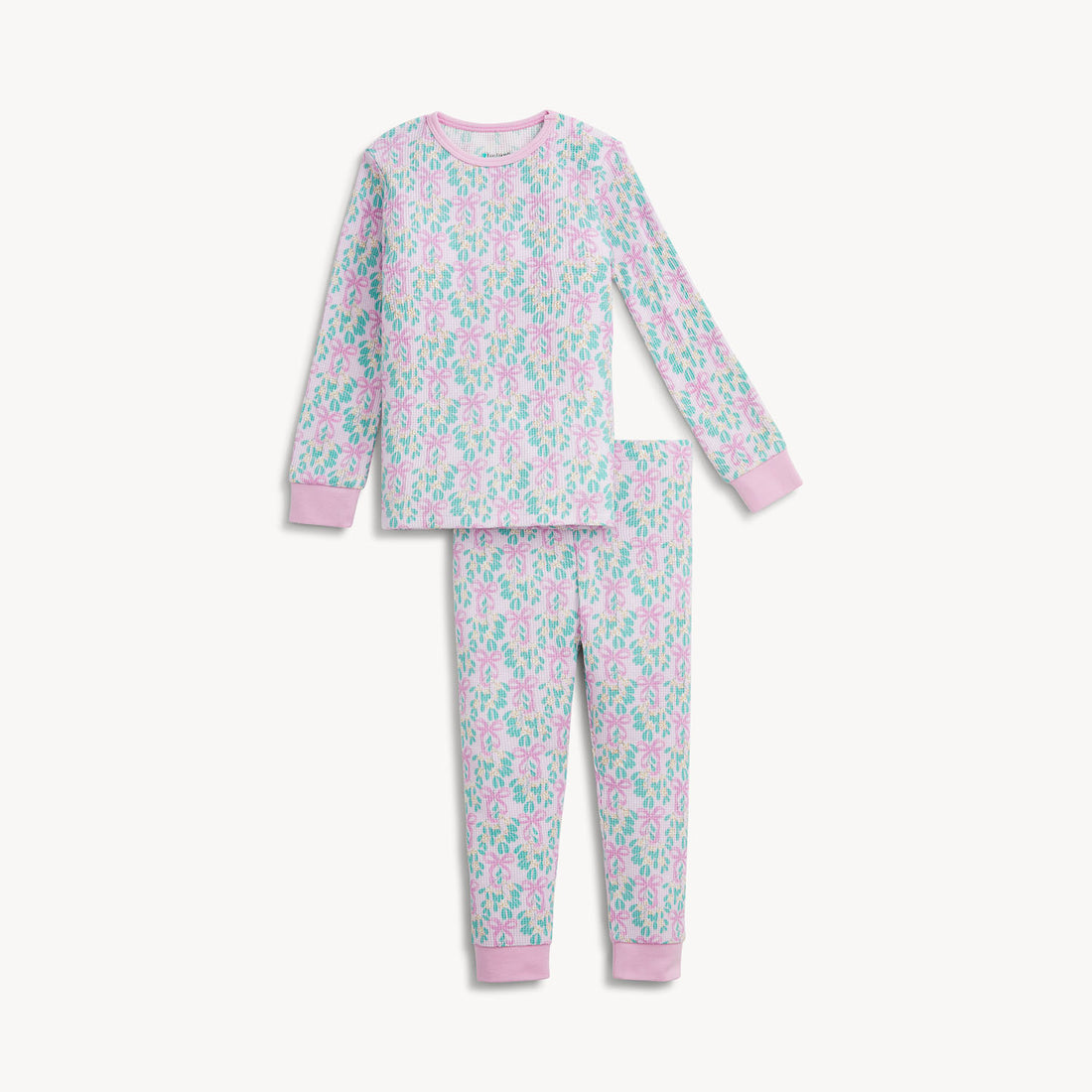 Mistle Bow Waffle LS Long Pant PJs