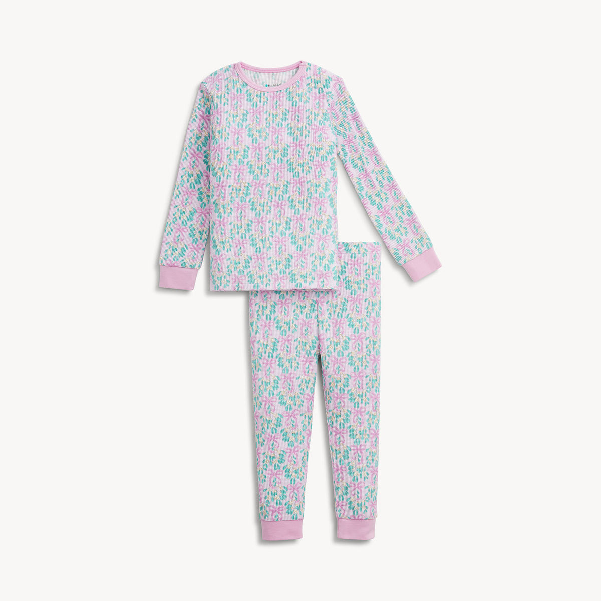 Mistle Bow Waffle LS Long Pant PJs