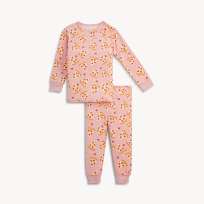Pizza My Heart Pink Modal LS Long Pant PJs