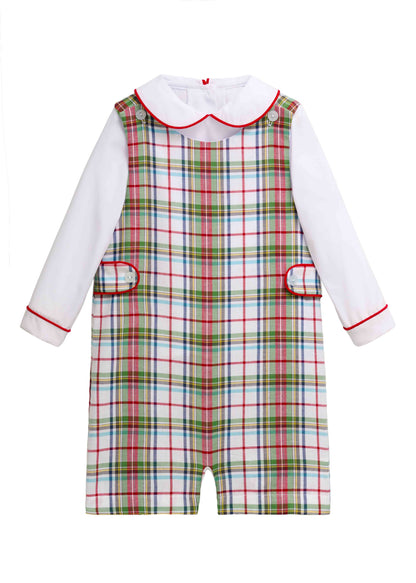 Button Tab John John Set: Douglas Plaid