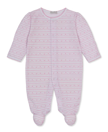 Starry Stripes Zipper Footie: Light Pink