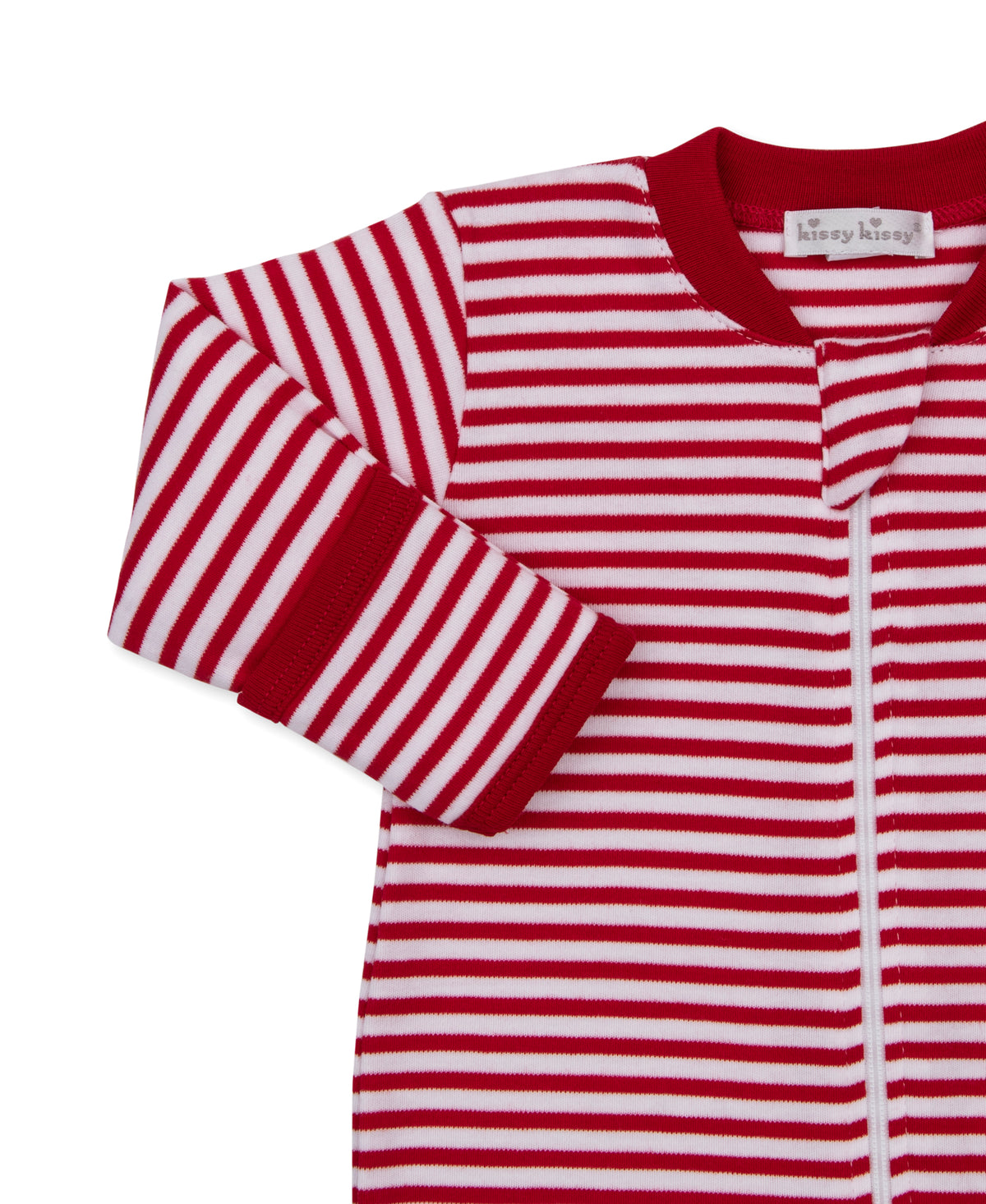Red/White Stripe Zipper Footie with Santa/Mailbox Embroidery