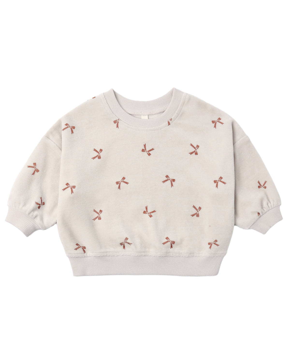 Velour Relaxed Sweatshrit: Red Bows