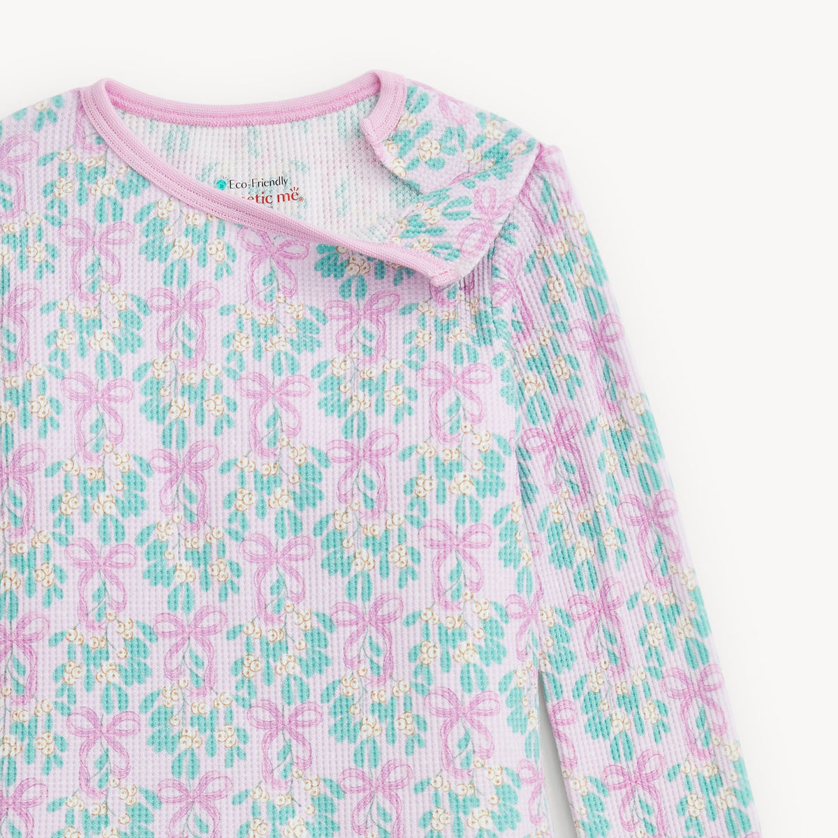 Mistle Bow Waffle LS Long Pant PJs