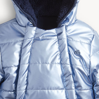 Blue Solid Metallic Boys Puffer Pram