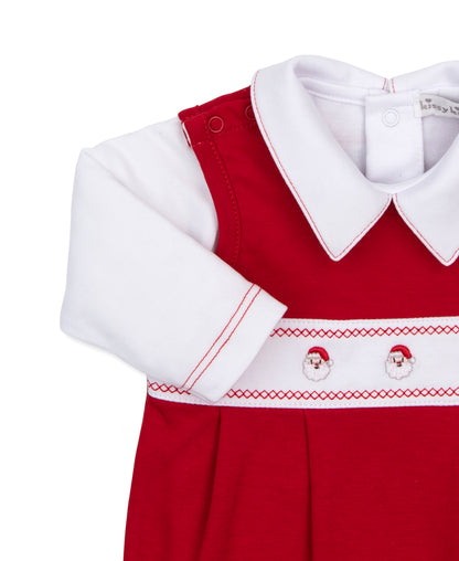 Red Overall Set with Santa Embroidery