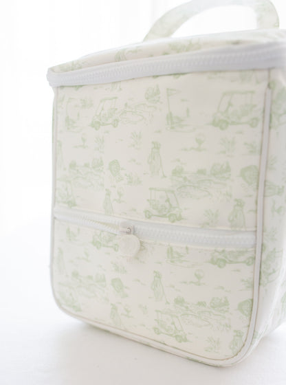 Golf Toile Lunch Bag: Green