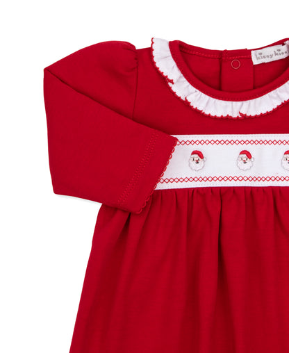 Red Ruffle Dress Set with Santa Embroidery