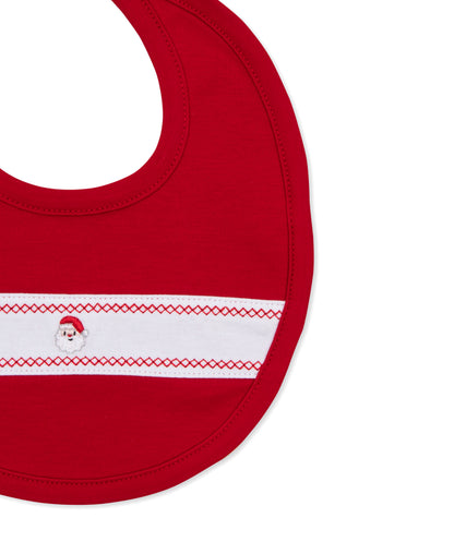 Red Bib with Santa Embroidery