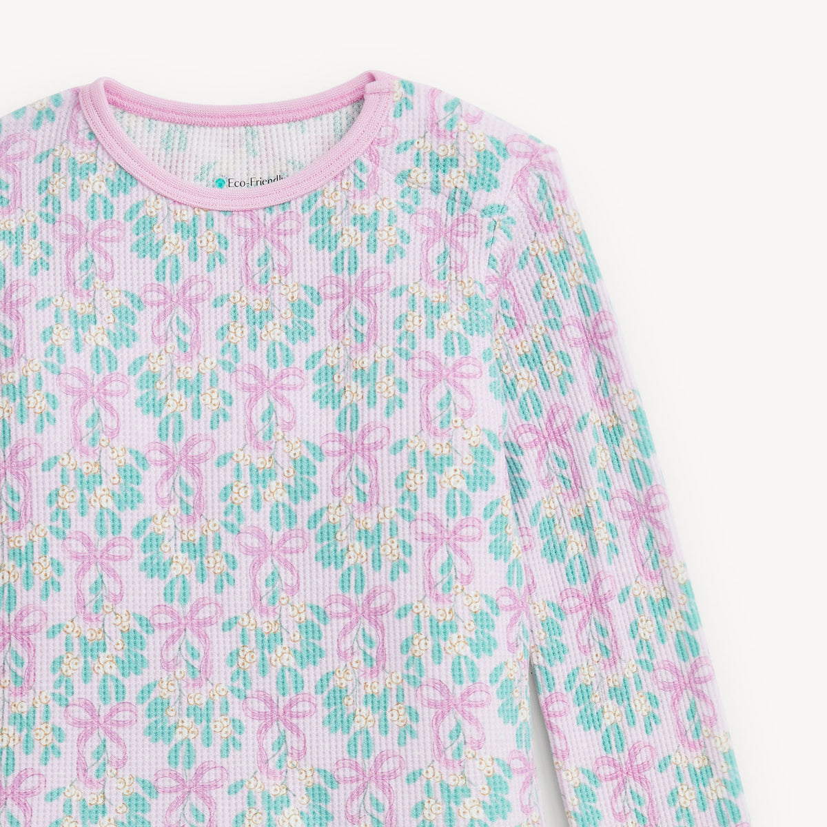 Mistle Bow Waffle LS Long Pant PJs