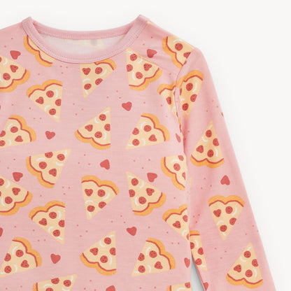 Pizza My Heart Pink Modal LS Long Pant PJs