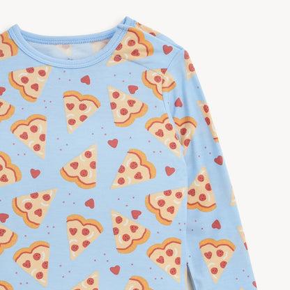 Pizza My Heart Blue Modal LS Long Pant PJs